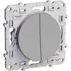 S53R211 Двуклавишный выключатель 10А алюм Odace Schneider Electric S53R211 Двуклавишный выключатель 10А алюм Odace Schneider Electric