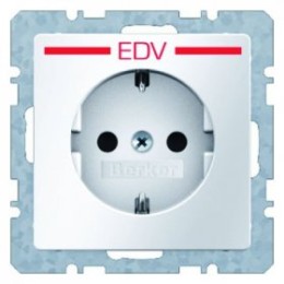 47436079 Штепсельная розетка SCHUKO с оттиском цвет: полярная белизна, с эффектом бархата с оттиском "ЭВМ", цвет: красный, Q.1 Berker