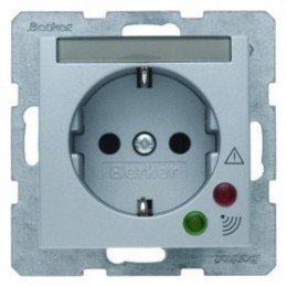 41081404 Штепсельная розетка SCHUKO с защитой от перенапряжения цвет: алюминий, матовый B.1/B.7 Glas Berker