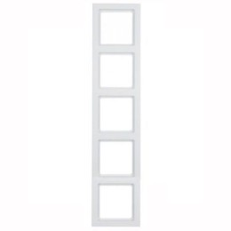 10156099 Рамка Q.3 Полярная белизна с эффектом бархата 5-постовая вертикальная Berker