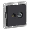 ATN001089 Atlasdesign Розетка двойная ТВ + компьютерная RJ45, кат. 5Е, Карбон Schneider Electric
