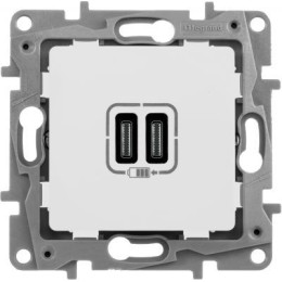 672335 Зарядное устройство с двумя USB-разьемами тип C-тип С 240В/5В 3000мА - Etika - Цвет Слоновая кость Legrand