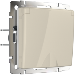 WL03-SKGSC-01-IP44-ivory Розетка влагозащ. с зазем. с защит. крышкой и шторками  (слоновая кость) Antik Werkel a028894