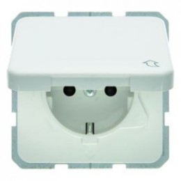 471509 Штепсельная розетка SCHUKO с откидной крышкой цвет: полярная белизна, с блеском Влагозащищенный скрытый монтаж IP44 Berker