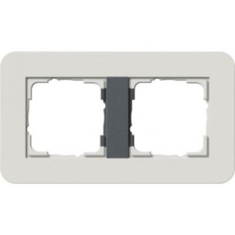 0212421	 Рамка с антрацитовой подложкой E3 Светло-серый / Антрацит 2-постовая Gira