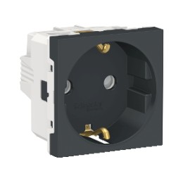 NU303754 Розетка с заземл., со шторк., винт. зажим, 16А, 250В, 2 мод Антрацит Schneider Electric