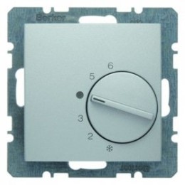 20261404 Регулятор температуры помещения с переключающим контактом и центральной панелью цвет: алюминий, матовый B.1/B.7 Glas Berker