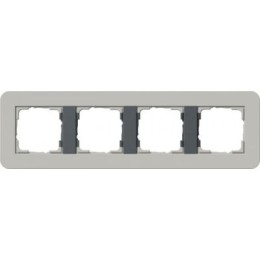0214422	 Рамка с антрацитовой подложкой E3 Серый / Антрацит 4-постовая Gira