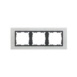 82837-31 Рамка декоративная, 3 поста, Simon 82 Nature, Металл, матовая сталь-графит