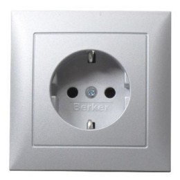47429939 Штепсельная розетка SCHUKO с крышкой цвет: алюминий, матовый S.1 Berker