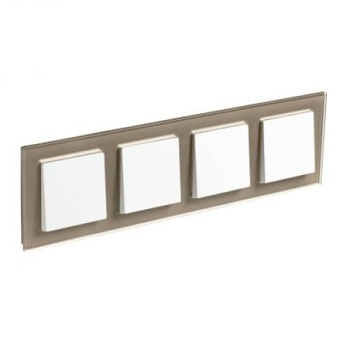 ATN320504 Рамка четверная Schneider Electric Atlasdesign Nature, шампань стекло