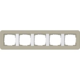 0215418	 Рамка с белой подложкой E3 Светло-бежевый / Белый 5-постовая Gira