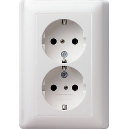 078303 Розетка двойная с заземляющими контактами в комплекте с рамкой белый глянец Белый Gira