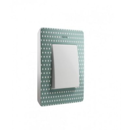 8200610-212 Рамка декоративная, 1 пост, Simon 82 Detail Original, аквамарин в белый горошек-белый