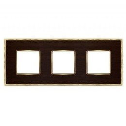 FD01453WOB Рамка Belle Epoque Wood Wenge / Bright gold 3-постовая гор/верт. Fede