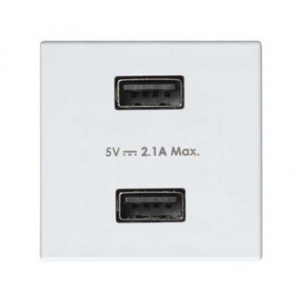 2701096-030 Зарядное устройство USB, 5В, 2.1А + Накладка, Simon 27, белый