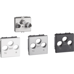 H4210M2D Axolute. Розетка TV-R-SAT для схемы «звезда". Экранированная. 2 модуля. Поставляется в комплекте с лицевыми панелями цветов "Белый", "Алюминий", "Антрацит". Bticino