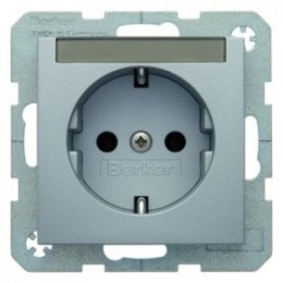 47501404 Штепсельная розетка SCHUKO с полем для надписей цвет: алюминий, матовый B.1/B.7 Glas Berker