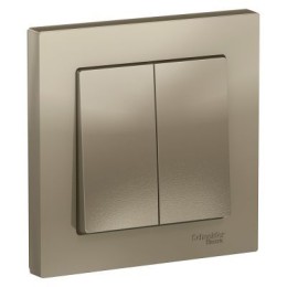 ATN000552 Atlasdesign 2-клавишный Выключатель, сх.5, 10АХ, в сборе, Шампань Schneider Electric