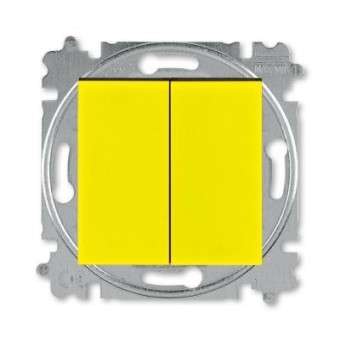 Выключатель двухклавишный ABB Levit жёлтый / дымчатый чёрный 3559H-A05445 64W 2CHH590545A6064