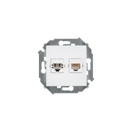 1591589-030 Розетка телефонная двойная RJ11, винтовой зажим, белый Simon 15