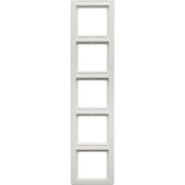 10156019 Рамка с полем для надписей Q.1 Полярная белизна с эффектом бархата 5-постовая вертикальная Berker