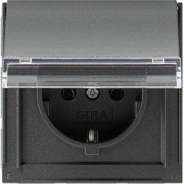 041067 Розетка с крышкой и полем для надписи Антрацит Gira TX44