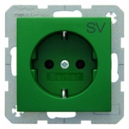 47431903 Штепсельная розетка SCHUKO с надписью цвет: зеленый, матовый S.1/B.1/B.3/B.7 Glas Berker