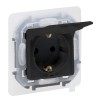 Розетка 2К+З IP 44 с откидной крышкой и шторками - немецкий стандарт - 16 А - 250 В Антрацит Legrand INSPIRIA 673743