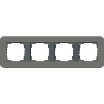 0214423	 Рамка с антрацитовой подложкой E3 Темно-серый / Антрацит 4-постовая Gira