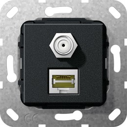 569710 Разъем MJ RJ45 Cat 6A 10 GB, SAT F Черный Черный Gira