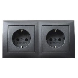 47209949 Штепсельная розетка SCHUKO, 2-местная с рамкой цвет: антрацит, матовый S.1 Berker