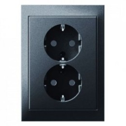 47537006 Двойная штепсельная розетка SCHUKO, цельная цвет: антрацит, матовый K.1 Berker