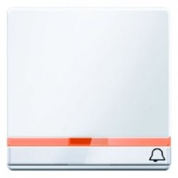 16286079 Клавиша выключателя с линзой и вставкой поля для надписи с оттиском символа звонка цвет: полярная белизна, с эффектом бархата, Q.1 Berker