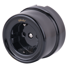 WL18-03-01 Розетка с заземлением (черный) Ретро Favorit Runda Werkel a036815