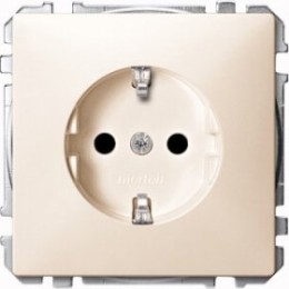 MTN2300-4044 Механизм розетки с заземлением со шторками , бежевый Merten