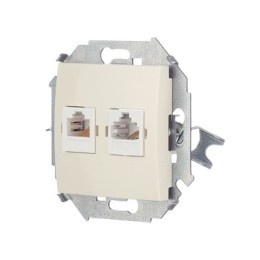 1591590-031 Розетка телефонная + компьютерная RJ11+RJ45 кат.5е, Systimax, слоновая кость Simon 15