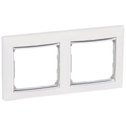 770492 Рамка Valena Белый / Серебряный штрих 2-постовая Legrand