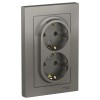 ATN000924 Atlasdesign Розетка двойная с заземлением, 16А, в сборе, Сталь Schneider Electric