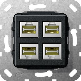 569910 Разъем MJ RJ45 Cat 6A 10 GB 4 местн. LSA Plus Черный Черный Gira