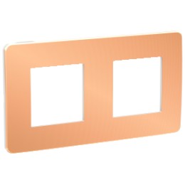 NU280457 Рамка Unica Studio Metal Медь / Белый 2-постовая Schneider Electric