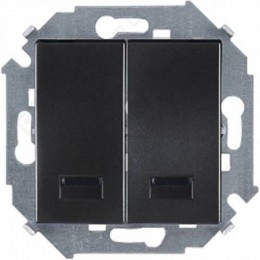 1591392-038 Выключатель двухклавишный с подсветкой, 16А 250В, винтовой зажим, графит Simon 15