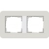 0212411	 Рамка с белой подложкой E3 Светло-серый / Белый 2-постовая Gira