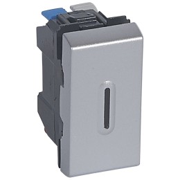 079202 Mosaic Переключатель 10AХ с индикатором 1м алюминий Legrand