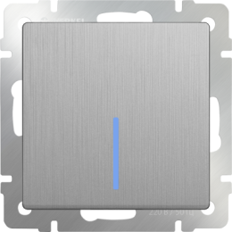 WL09-SW-1G-LED Выключатель одноклавишный с подсветкой (cеребряный рифленый) Antik Werkel a035654