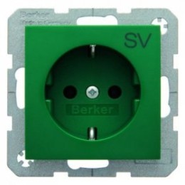 47438903 Штепсельная розетка SCHUKO с надписью цвет: зеленый, с блеском S.1/B.3/B.7 Glas Berker