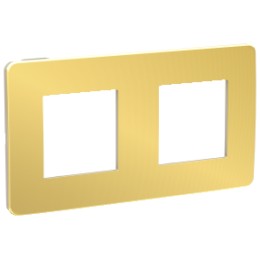 NU280460 Рамка Unica Studio Metal Золото / Бежевый 2-постовая Schneider Electric