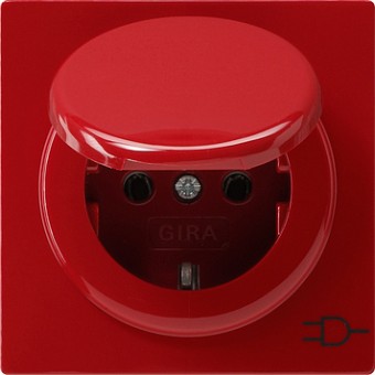 045443 Розетка с заземляющими контактами и крышкой Красный Gira S-color