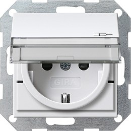 276203 Вставка розетки с крышкой, с защитой от детей и полем для надписи белый глянец Белый Gira