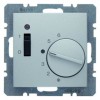 20301404 Регулятор температуры помещения с размыкающим контактом, центральной панелью, одноклавишным выключателем и светодиодом цвет: алюминий, матовый B.1/B.7 Glas Berker